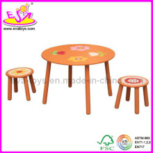 Cute mesa de comedor de diseño y silla para niños, juguete de madera niños mesa de comedor y silla de juguete, mesa de comedor de bebé y silla Wj278054